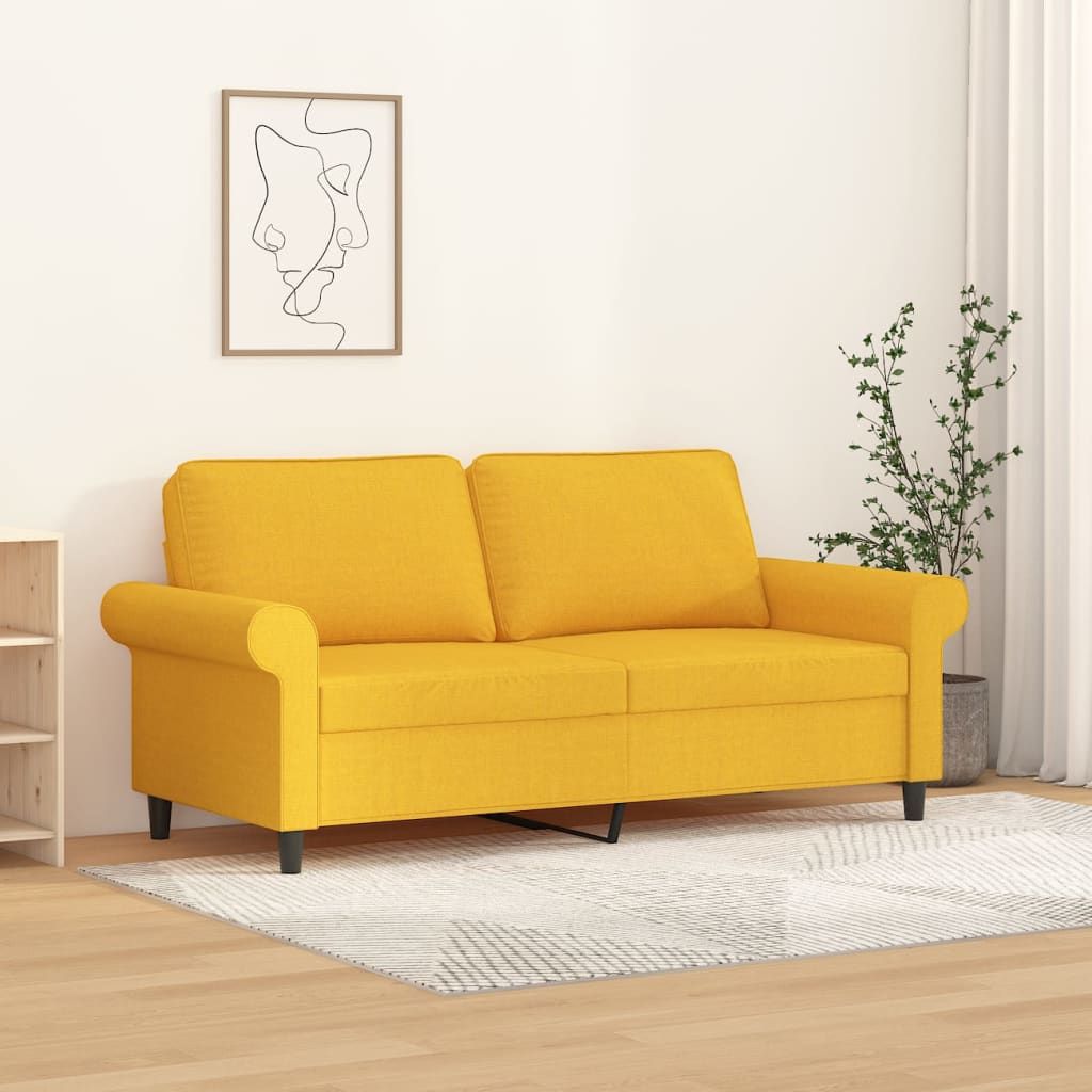 divvietīgs dīvāns, gaiši dzeltens audums, 140 cm | Stepinfit.lv