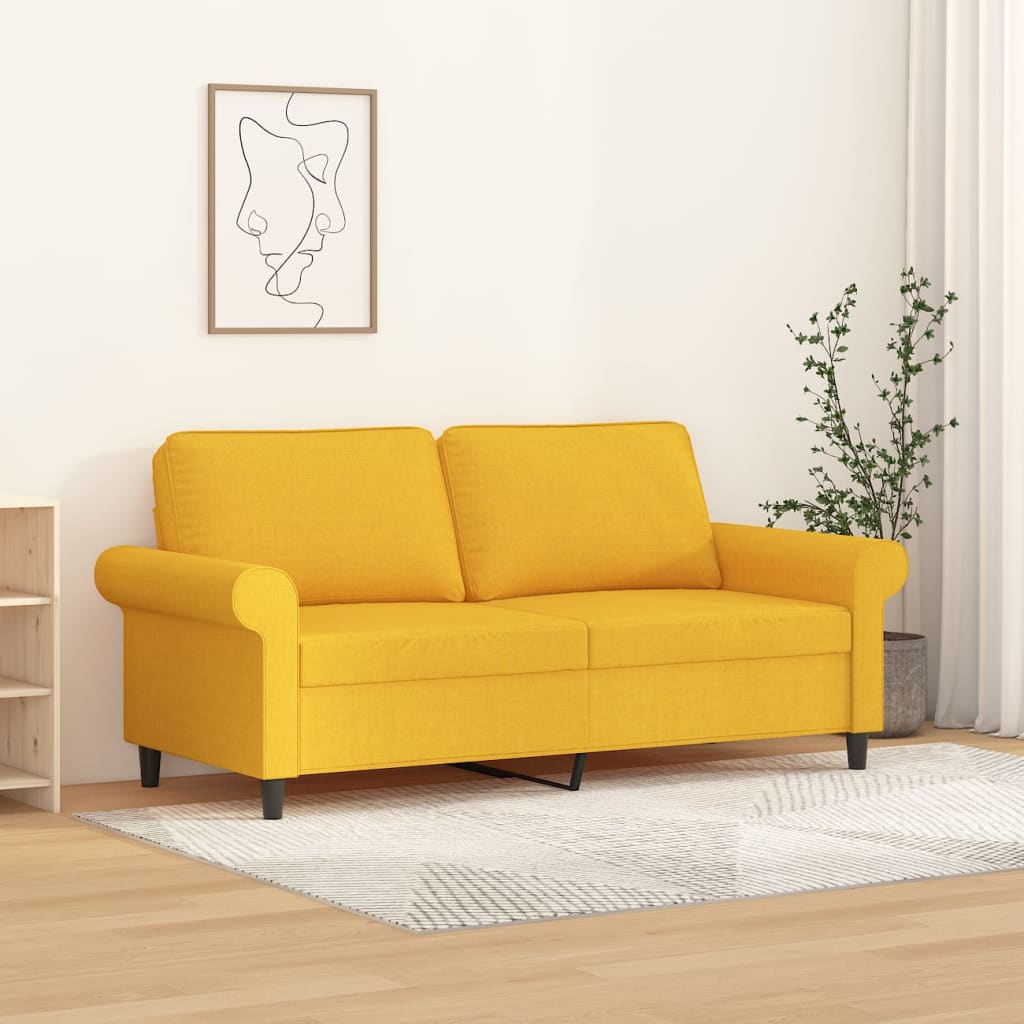 vida XL 2-Sitzer-Sofa Hellgelb 140 cm Stoff