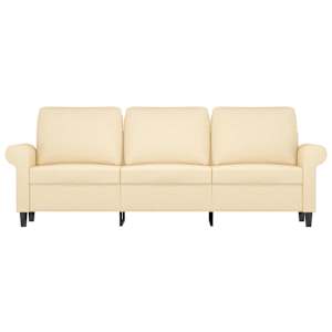 vidaXL Trivietė sofa, kreminės spalvos, 180cm, audinys