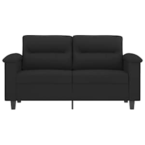 vidaXL Dvivietė sofa, juodos spalvos, 120cm, mikropluo&scaron;to audinys