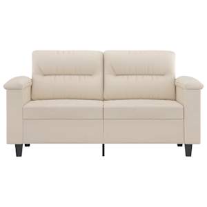vidaXL Dvivietė sofa, kreminės spalvos, 120cm, mikropluo&scaron;to audinys