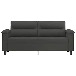 vidaXL Dvivietė sofa, tamsiai pilka, 140cm, mikropluo&scaron;to audinys