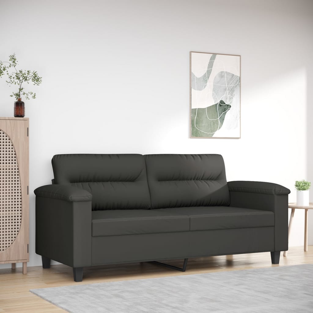 vidaXL Sofá de 2 lugares 140 cm tecido de microfibra cinzento-escuro