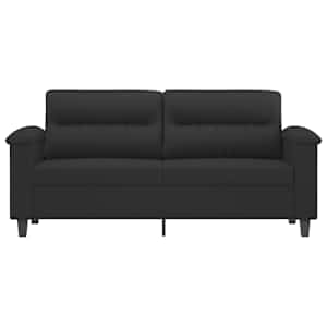 vidaXL Dvivietė sofa, juodos spalvos, 140cm, mikropluo&scaron;to audinys