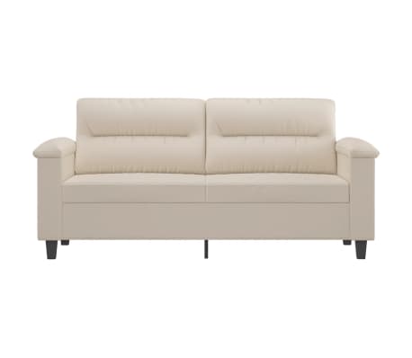 vidaXL Dvivietė sofa, kreminės spalvos, 140cm, mikropluo&scaron;to audinys