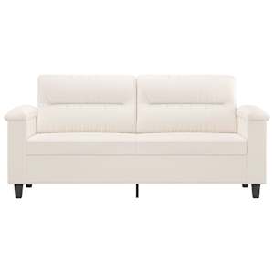 vidaXL Dvivietė sofa, smėlio spalvos, 140cm, mikropluo&scaron;to audinys