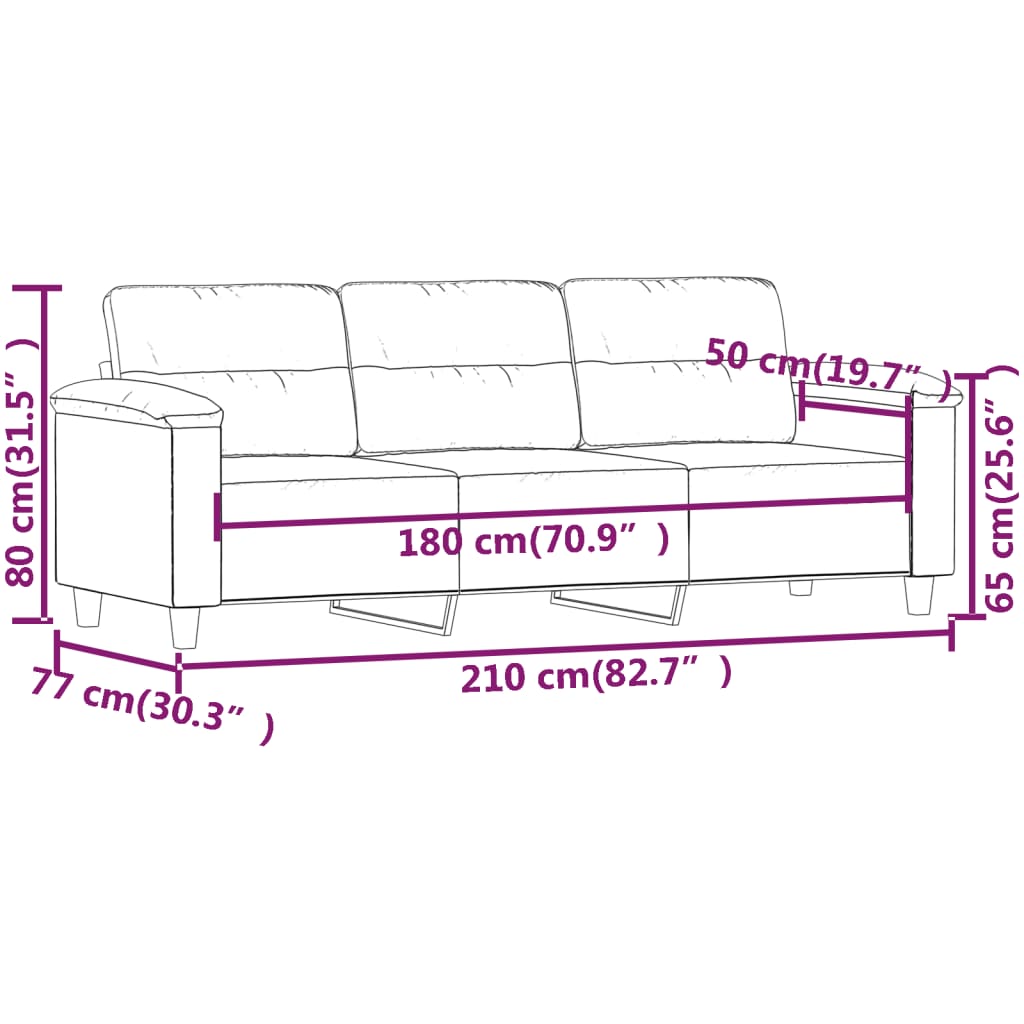 3-Sitzer-Sofa Taupe 180 cm Mikrofasergewebe | Stepinfit.de