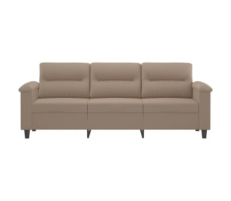 vidaXL Trivietė sofa, taupe spalvos, 180cm, mikropluo&scaron;to audinys