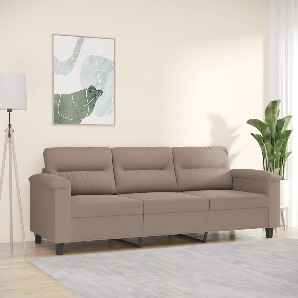 trīsvietīgs dīvāns, pelēkbrūns mikrošķiedras audums, 180 cm | Stepinfit.lv