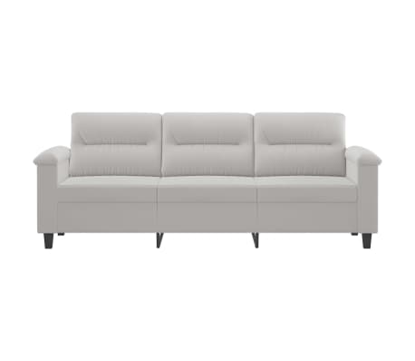vidaXL 3-Seater Sofa Light Grey 180 cm Microfibre Fabric