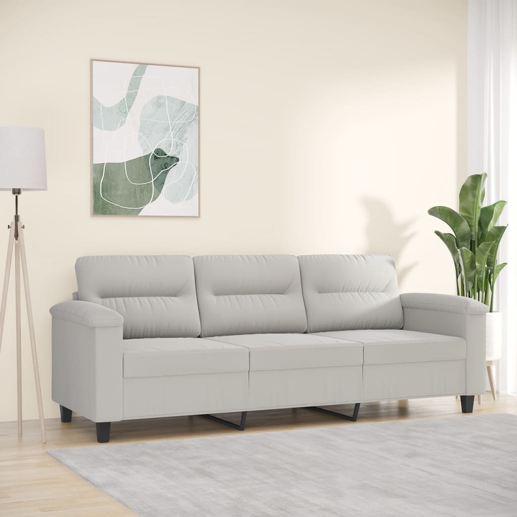 3-Sitzer-Sofa Hellgrau 180 cm Mikrofasergewebe | Stepinfit.de