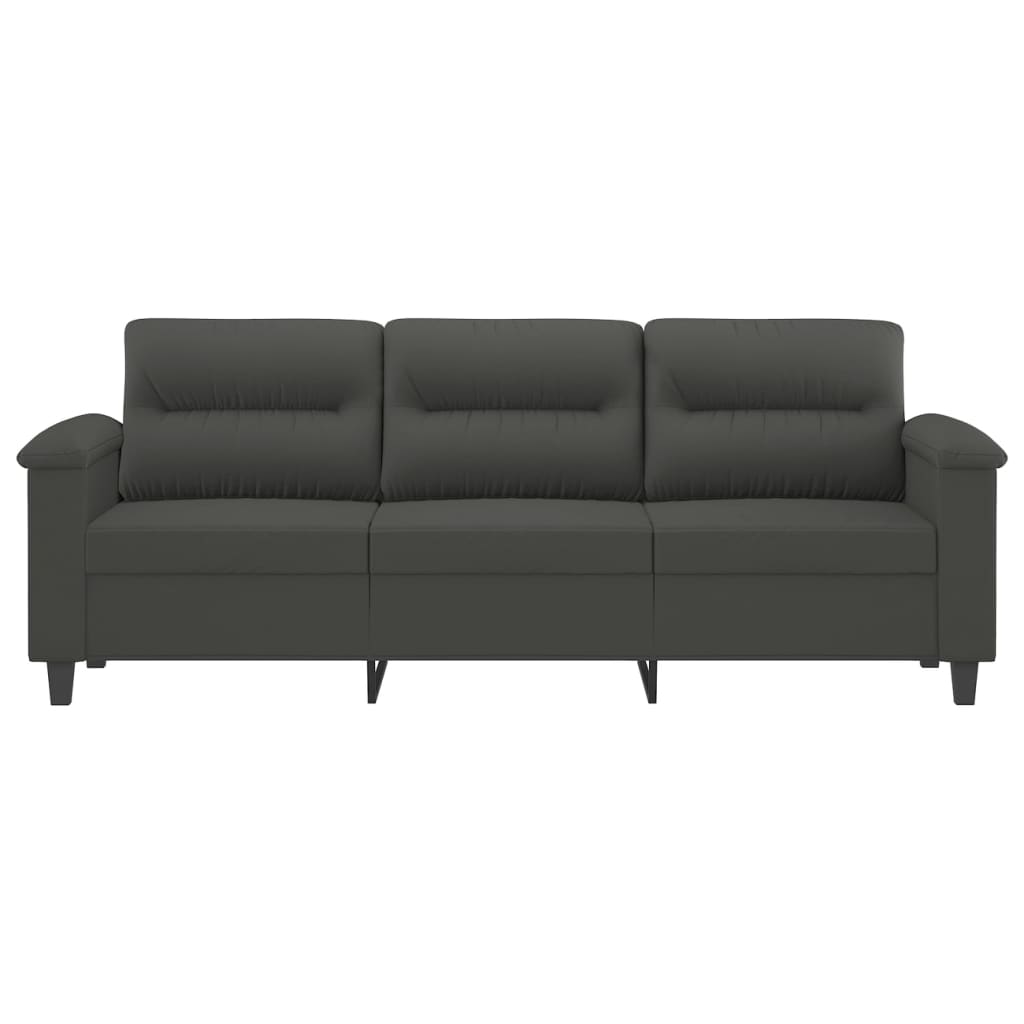 vidaXL 3-Seater Sofa Dark Gray 70.9" Microfiber Fabric