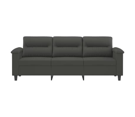 vidaXL 3-Seater Sofa Dark Gray 70.9" Microfiber Fabric