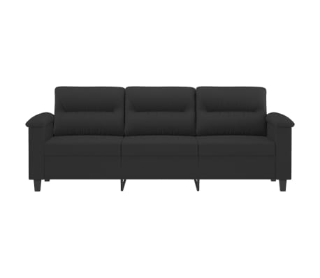 vidaXL Trivietė sofa, juodos spalvos, 180cm, mikropluo&scaron;to audinys