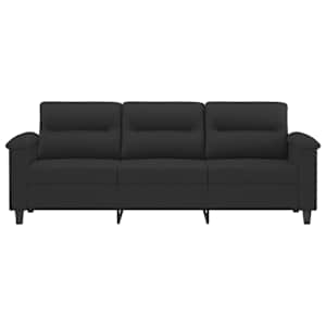 vidaXL Trivietė sofa, juodos spalvos, 180cm, mikropluo&scaron;to audinys