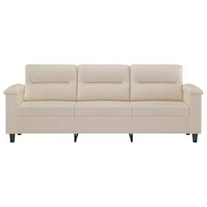 vidaXL Trivietė sofa, kreminės spalvos, 180cm, mikropluo&scaron;to audinys
