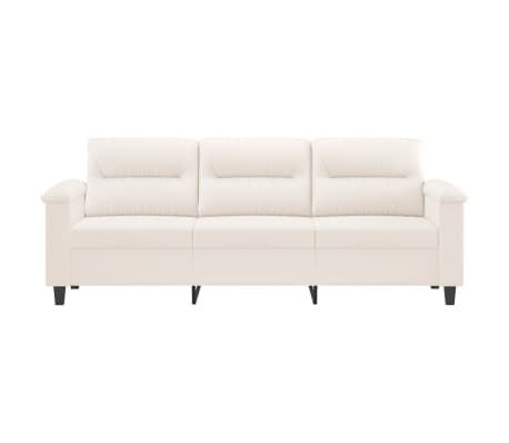 vidaXL Trivietė sofa, smėlio spalvos, 180cm, mikropluo&scaron;to audinys