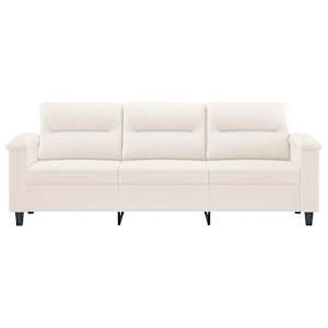 vidaXL Trivietė sofa, smėlio spalvos, 180cm, mikropluo&scaron;to audinys