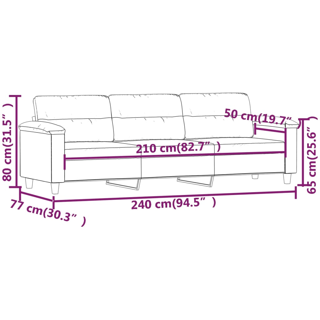 3-Sitzer-Sofa Taupe 210 cm Mikrofasergewebe | Stepinfit.de