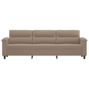 vidaXL Trivietė sofa, taupe spalvos, 210cm, mikropluo&scaron;to audinys