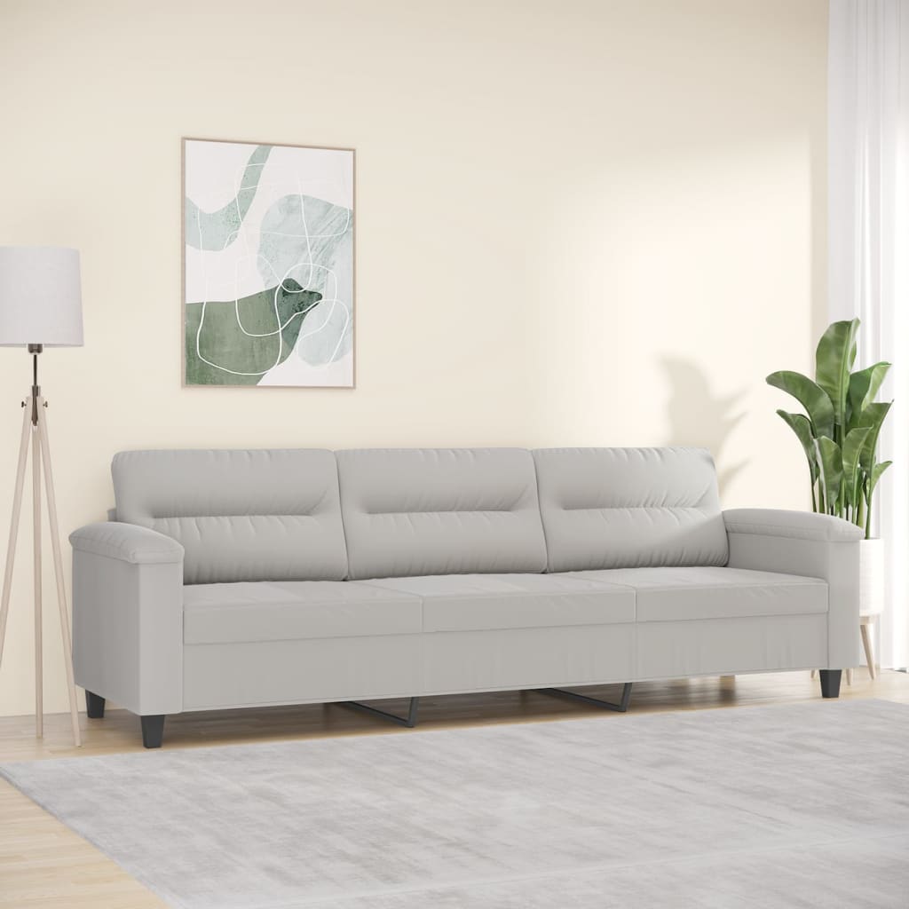 vida XL 3-Sitzer-Sofa Hellgrau 210 cm Mikrofasergewebe