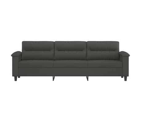 vidaXL Trivietė sofa, tamsiai pilka, 210cm, mikropluo&scaron;to audinys