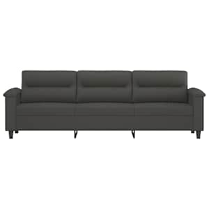 vidaXL Trivietė sofa, tamsiai pilka, 210cm, mikropluo&scaron;to audinys