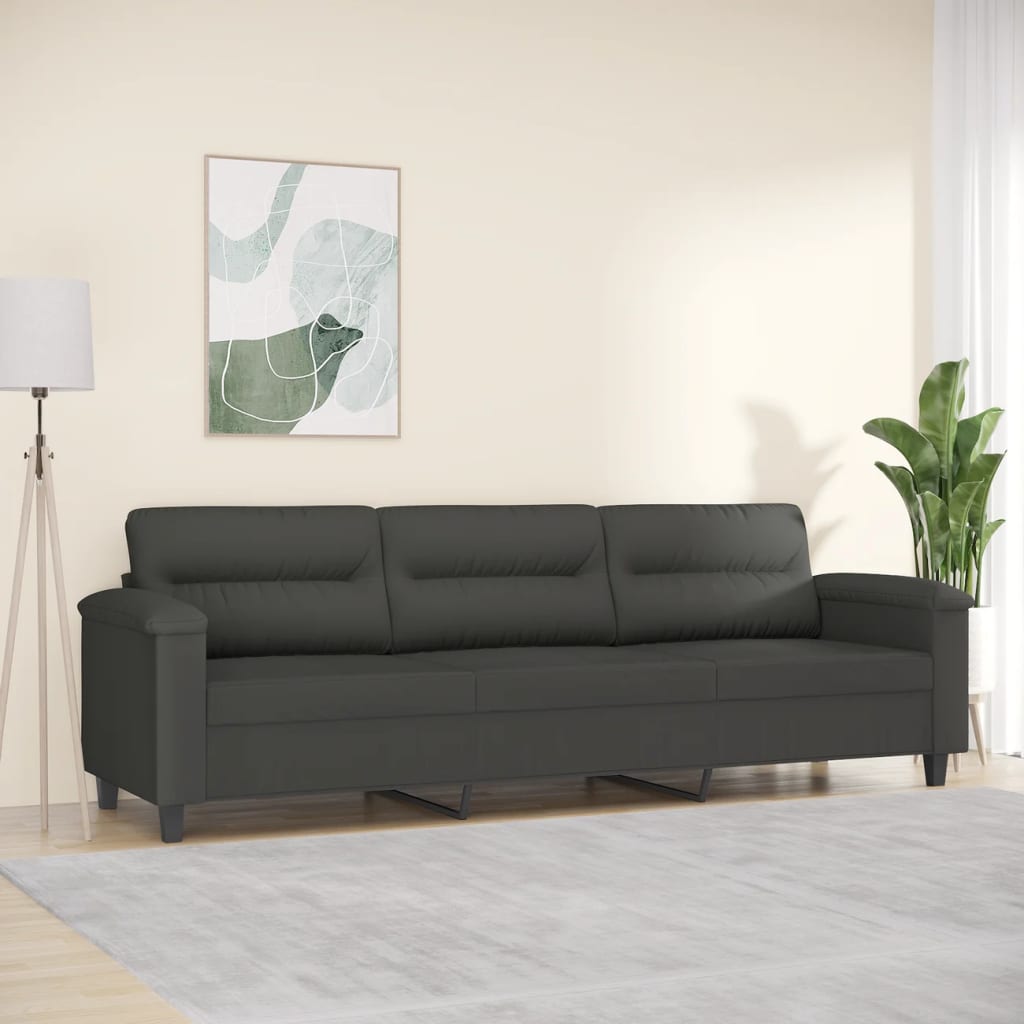 vida XL 3-Sitzer-Sofa Dunkelgrau 210 cm Mikrofasergewebe