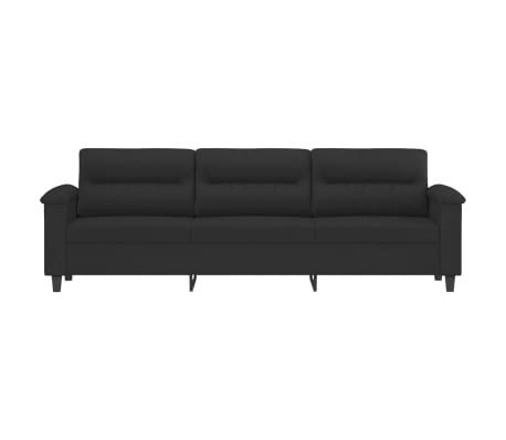 vidaXL Trivietė sofa, juodos spalvos, 210cm, mikropluo&scaron;to audinys