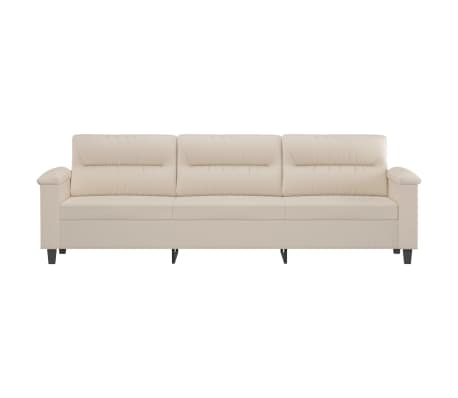 vidaXL Trivietė sofa, kreminės spalvos, 210cm, mikropluo&scaron;to audinys