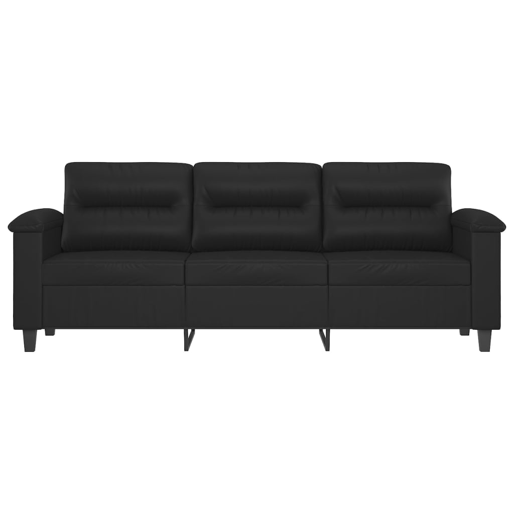 vidaXL 3-Seater Sofa Black 70.9" Faux Leather