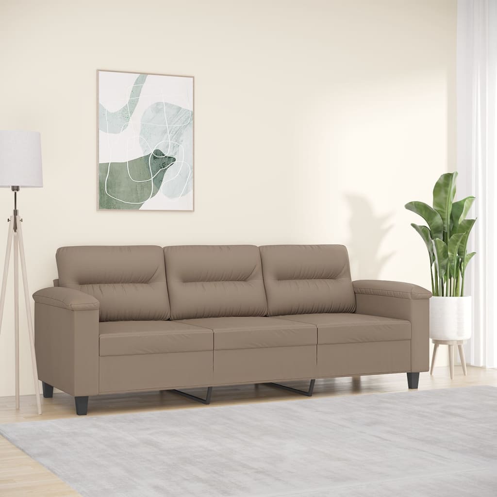 vidaXL Sofá de 3 lugares 180 cm couro artificial cor cappuccino