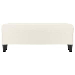 vidaXL Ławka, kremowa, 100x35x41 cm, tapicerowana sztuczną sk&oacute;rą