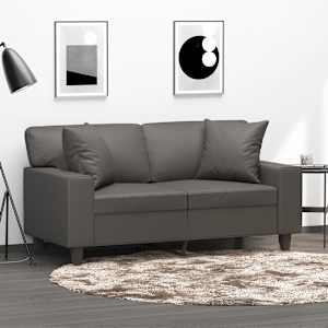 Okrasna blazina 2 kosa siva 40x40 cm umetno usnje