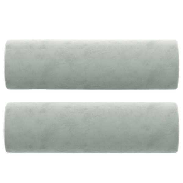 vidaXL dekoratiivpadjad 2 tk, helehall, &Oslash;15 x 50 cm, samet