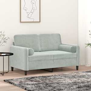 Okrasna blazina 2 kosa svetlo siva Ø15x50 cm žamet