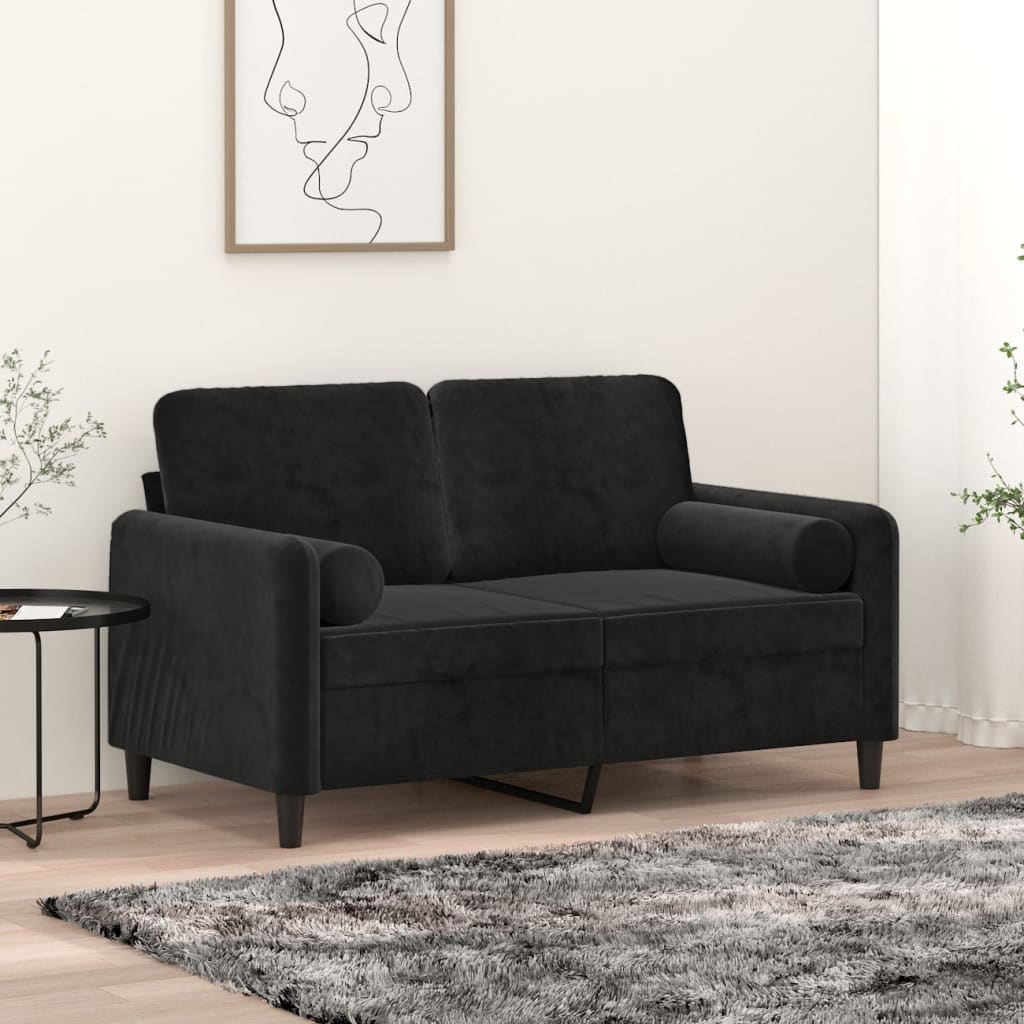 vidaXL Perne decorative, 2 buc., negru, Ø15x50 cm, catifea