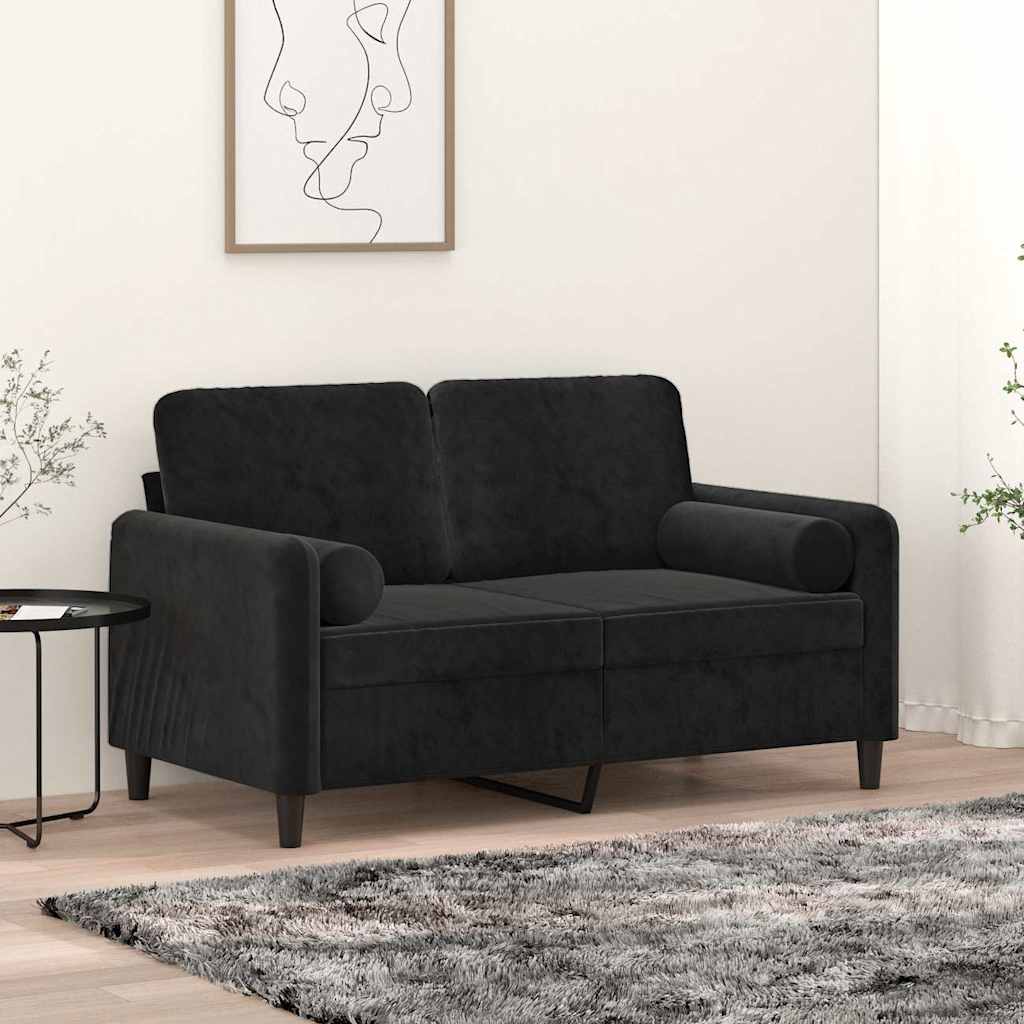 vidaXL Perne decorative, 2 buc., negru, Ø15x50 cm, catifea
