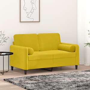 Okrasna blazina 2 kosa rumena Ø15x50 cm žamet