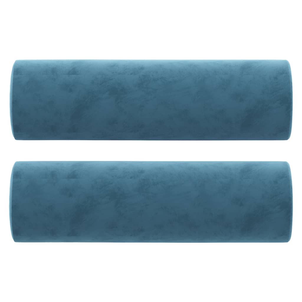 Perne decorative, 2 buc., albastru, Ø15×50 cm, catifea