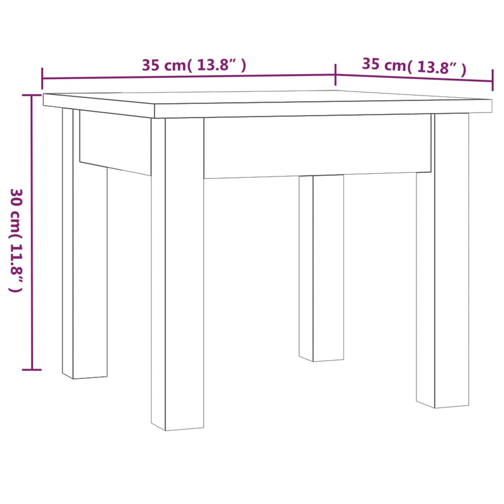 Konferenční stolek bílý 35 x 35 x 30 cm masivní borové dřevo