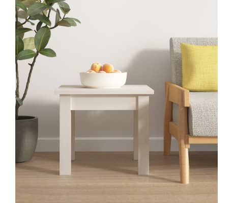 vidaXL Salontafel 35x35x30 cm massief grenenhout wit
