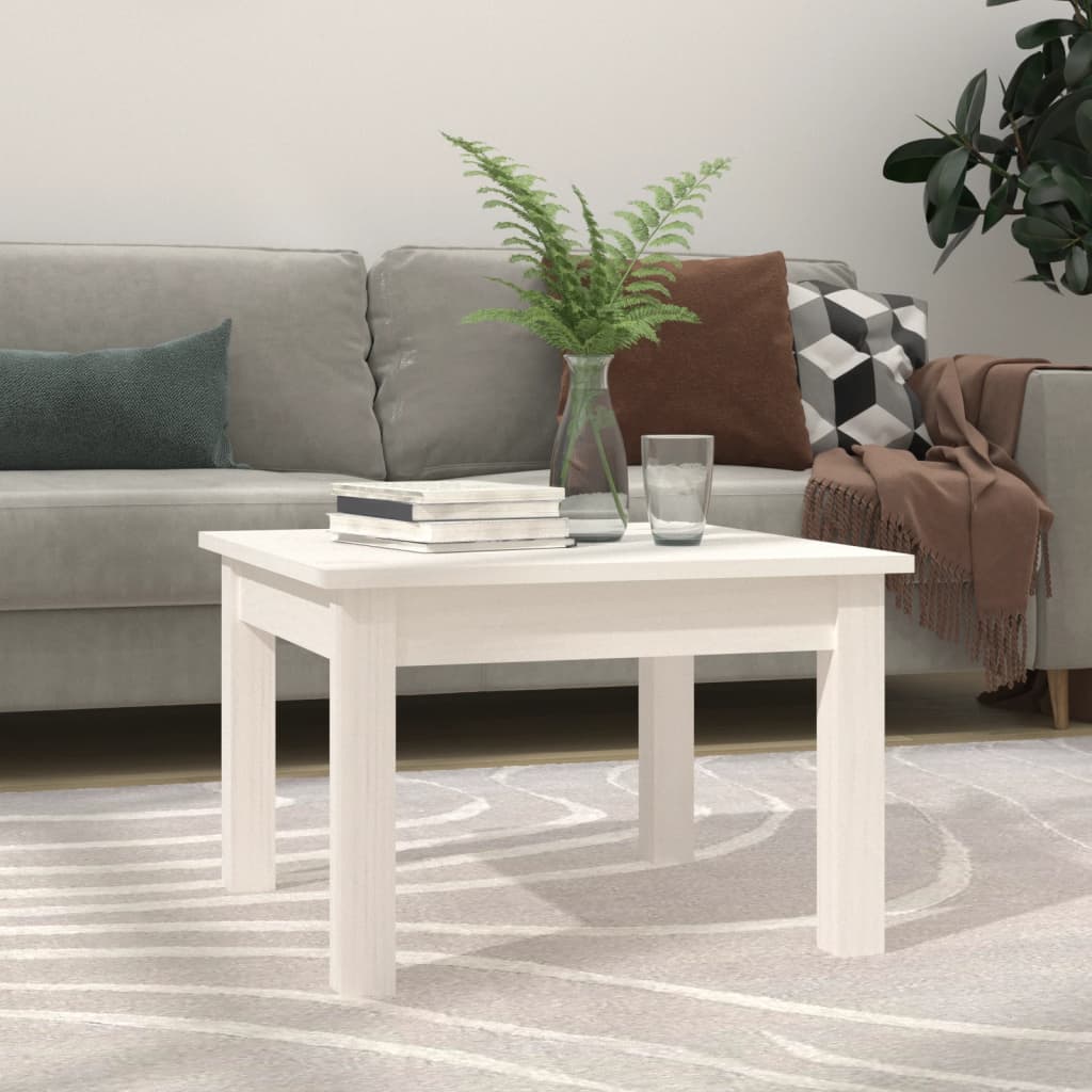 vidaXL sofabord 45x45x30 cm massivt fyrretræ hvid