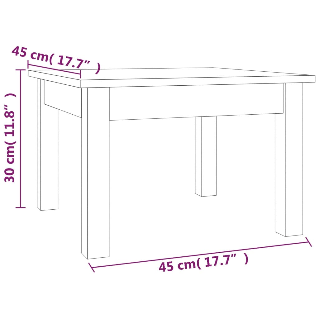 Klubska mizica siva 45x45x30 cm trdna borovina