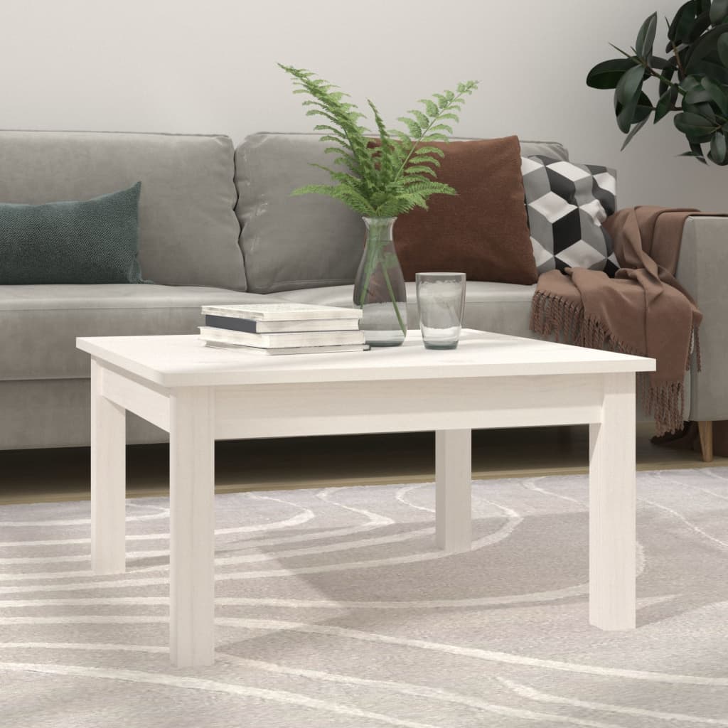 vidaXL sofabord 55x55x30 cm massivt fyrretræ hvid