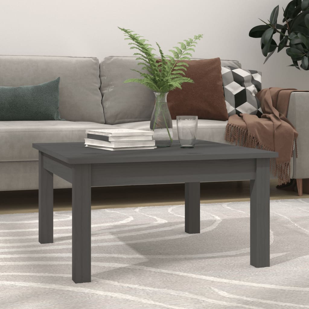 vidaXL sofabord 55x55x30 cm massivt fyrretræ grå