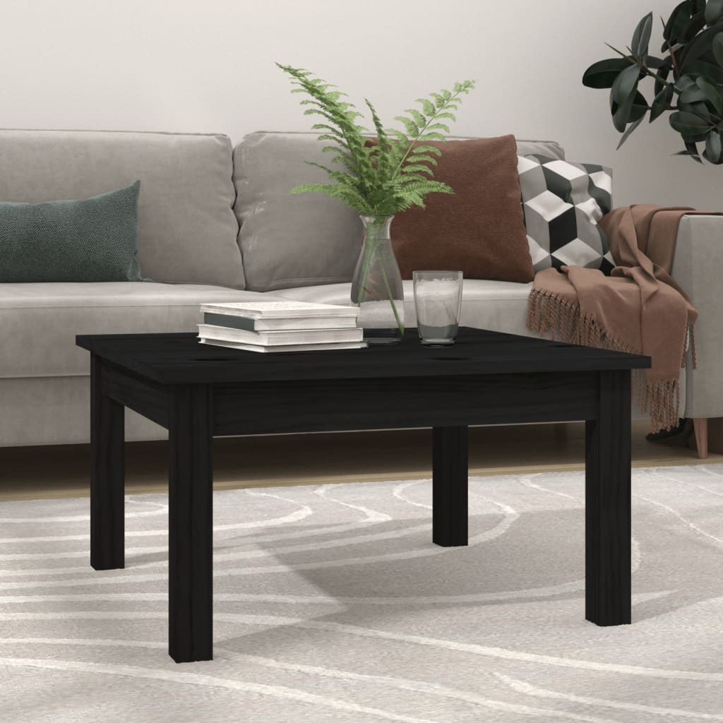 vidaXL sofabord 55x55x30 cm massivt fyrretræ sort