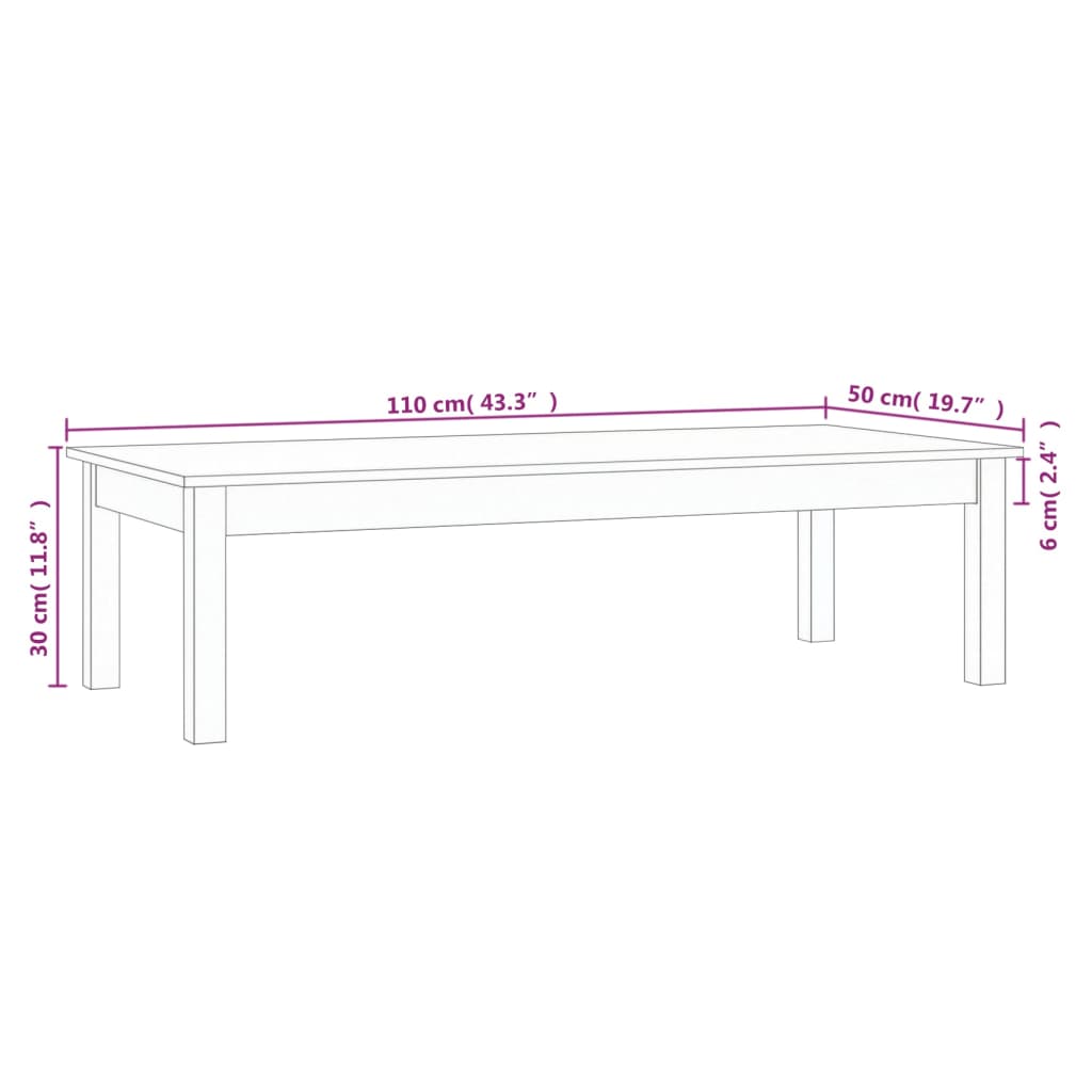 Stolić za kavu sivi 110x50x30 cm od masivne borovine