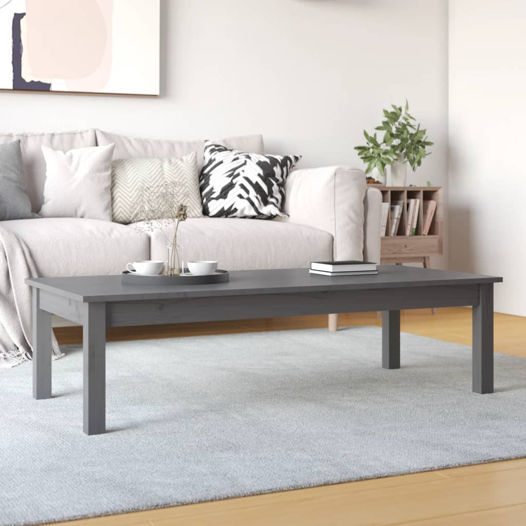 vidaXL sofabord 110x50x30 cm massivt fyrretræ grå