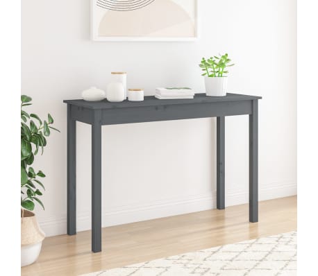vidaXL Konsolinis staliukas, pilkas, 110x40x75cm, pu&scaron;ies masyvas